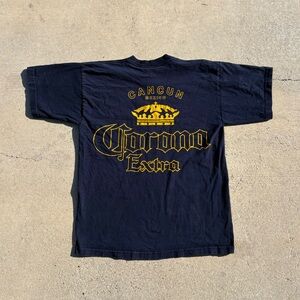 Vintage 90s Corona Extra Beer Cancun Mexico Double Sided Graphic TShirt Medium